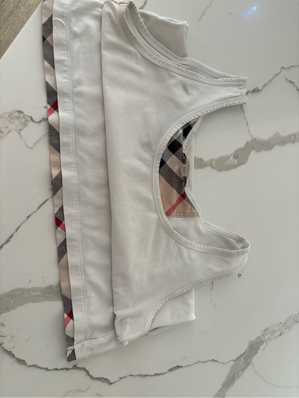 Burberry White Tank with Signature Check Inset
